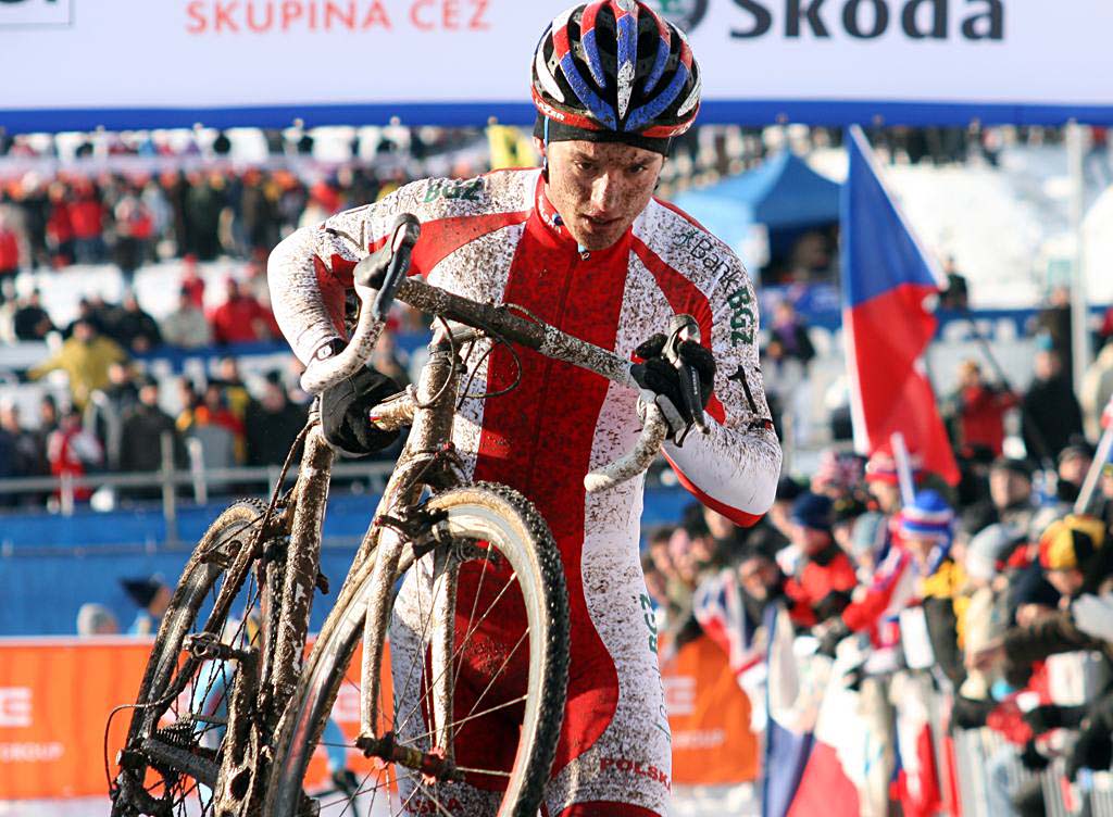 Pawel Szczepaniak in control. 2010 U23 Cyclocross World Championships. ? Bart Hazen