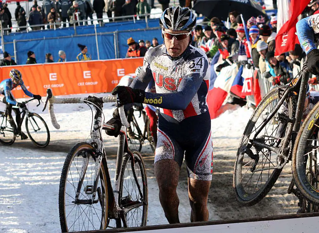 Dave Hackworthy at the barriers.  2010 U23 Cyclocross World Championships. ? Bart Hazen