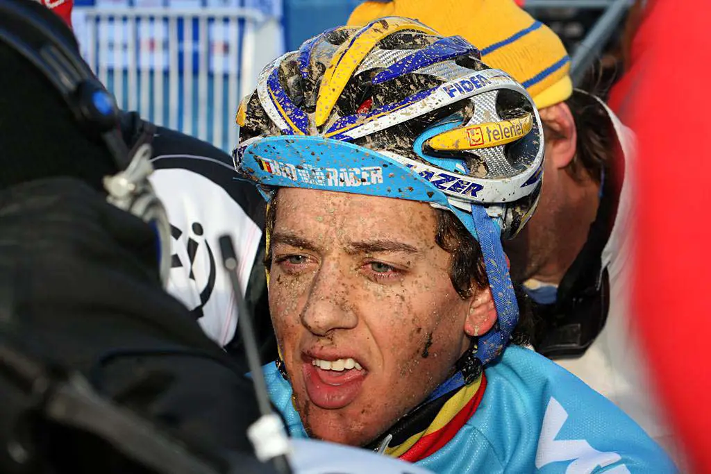 Meeusen contemplates what could have been.  2010 U23 Cyclocross World Championships. ? Bart Hazen