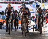 Danny Summerhill and Dave Hackworth lead their chase group. 2010 U23 Cyclocross World Championships. ? Bart Hazen