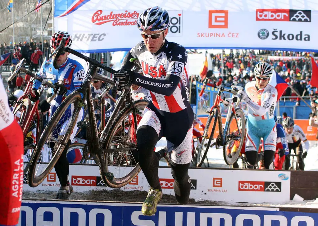 Jeremy Powers floats through the barriers in Tabor. ? Bart Hazen