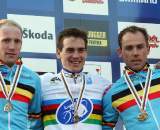 Elite Men&#039;s podium in Tabor, from left: Vantornout, Stybar, Nys ? Bart Hazen