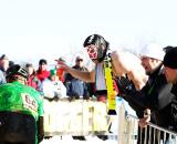 Ireland&#039;s Rodger Aiken is cheered on by some passionate fans during the 2010 Cyclocross World Championships in Tabor, Czech Republic.  ? Joe Sales