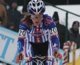 Katie Compton racing at the Zolder World Cup. © Bart Hazen