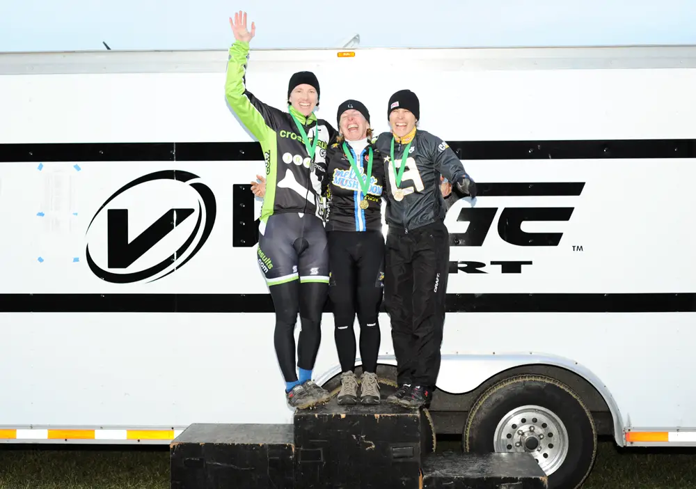 A happy women\'s podium (L to R): Annis, Van Gilder, Smith. ©Natalia Boltukhova | Pedal Power Photography | 2011