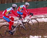 Sven Vanthourenhout and Klaas Vantornout pre-riding Tervuren in their new kits ©Jonas Bruffaerts