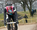 Jeremy Powers (Rapha-FOCUS) rolls through the sandpit section of the course. ©Liz Farina Markel