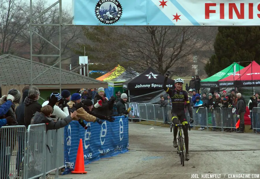 Ryan Trebon celebrates victory on day one