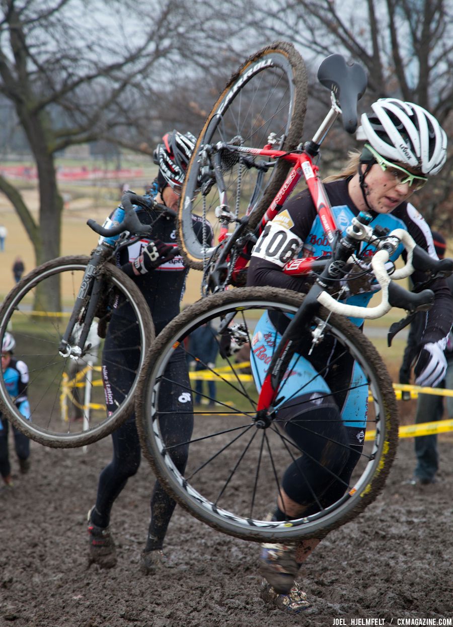 Meghan Korol climbs her way up the front side of 