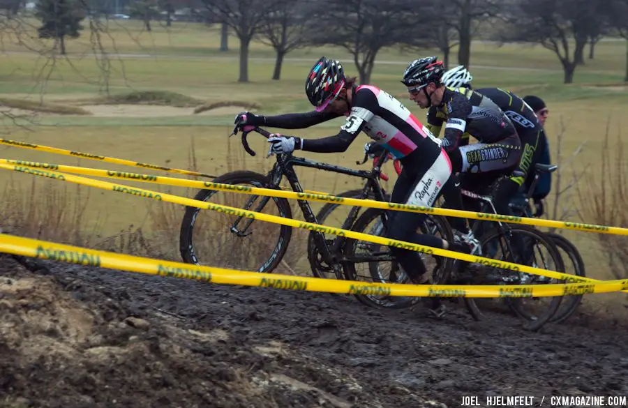 Christopher Jones, Brian Matter and Ryan Trebon climb the backside of 