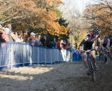 Zach McDonald, #23 (Rapha-Focus) leads the field across the sand during the first lap of the Men's Elite Race.