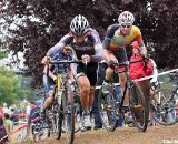 Donald Reeb and Shannon Skerritt hit the top of the off-camber climb. ©Pat Malach