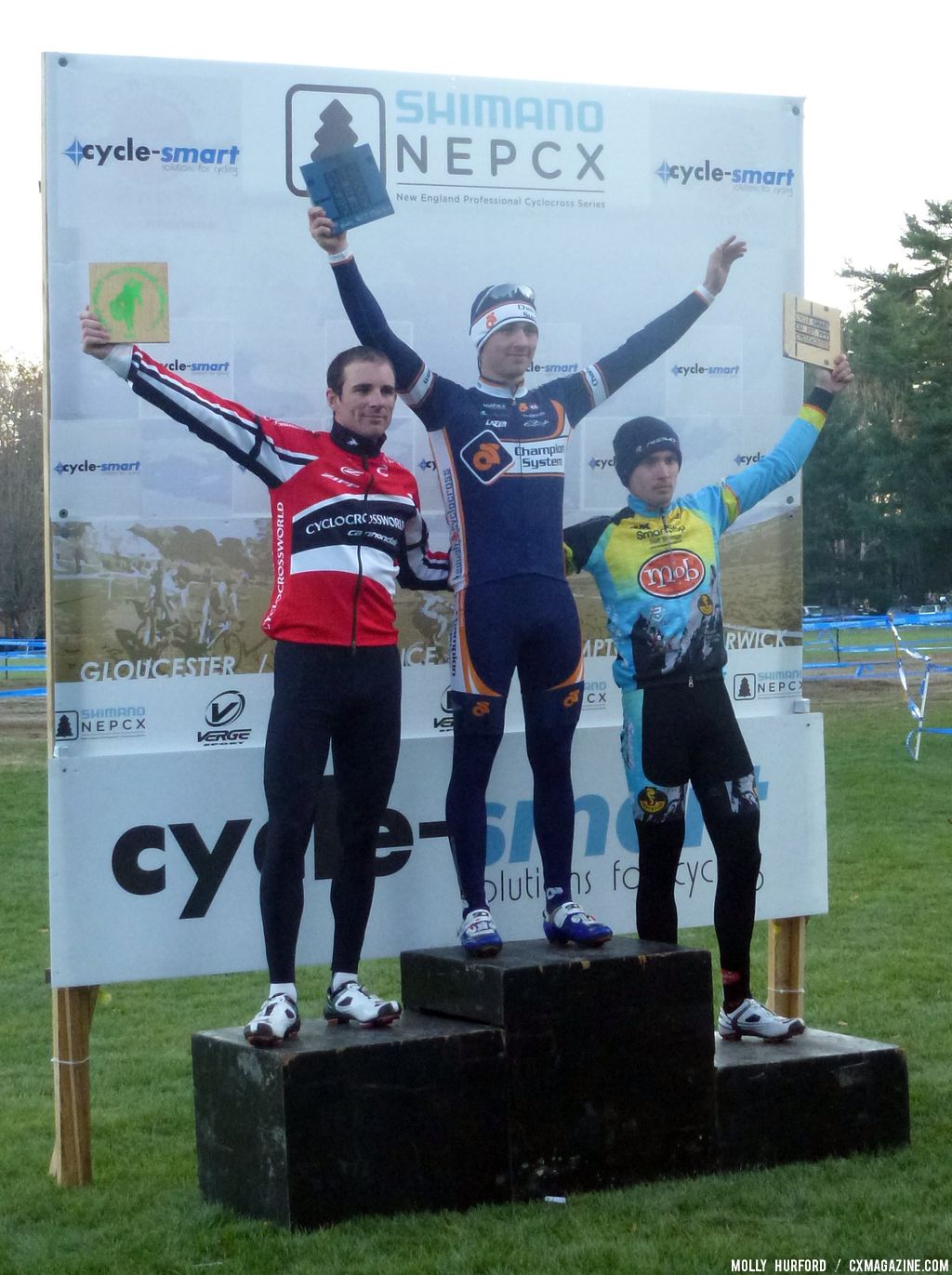 The Men\'s podium. © Cyclocross Magazine