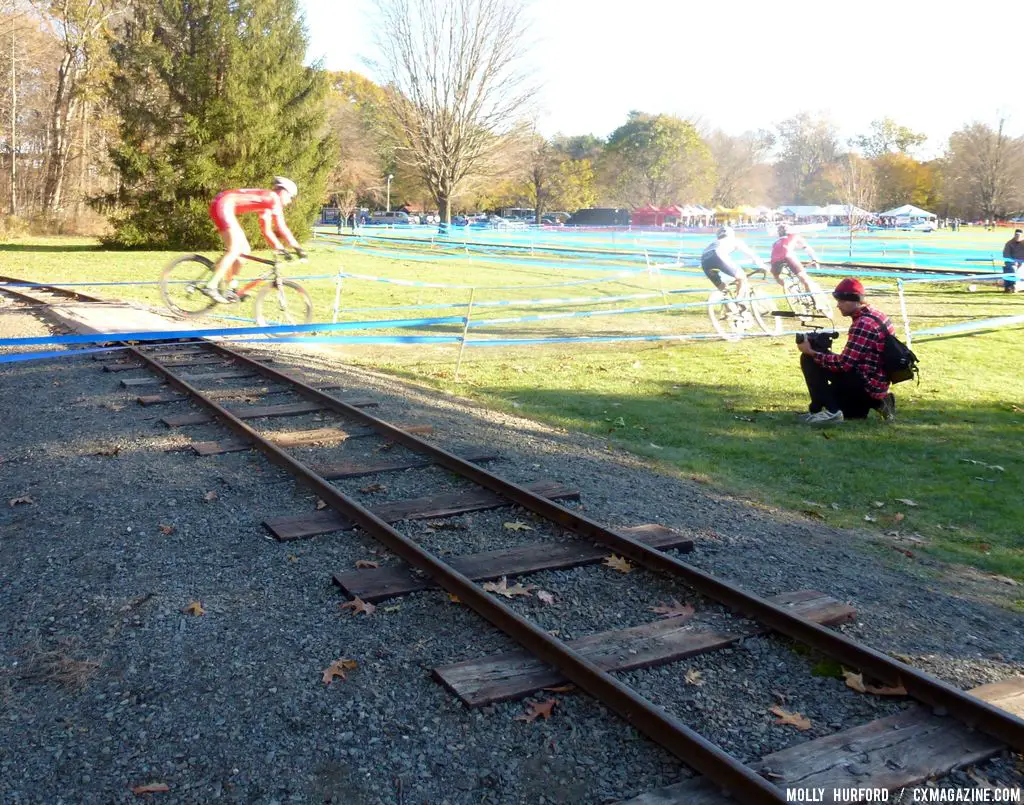 The leap over the railroad tracks. © Cyclocross Magazine