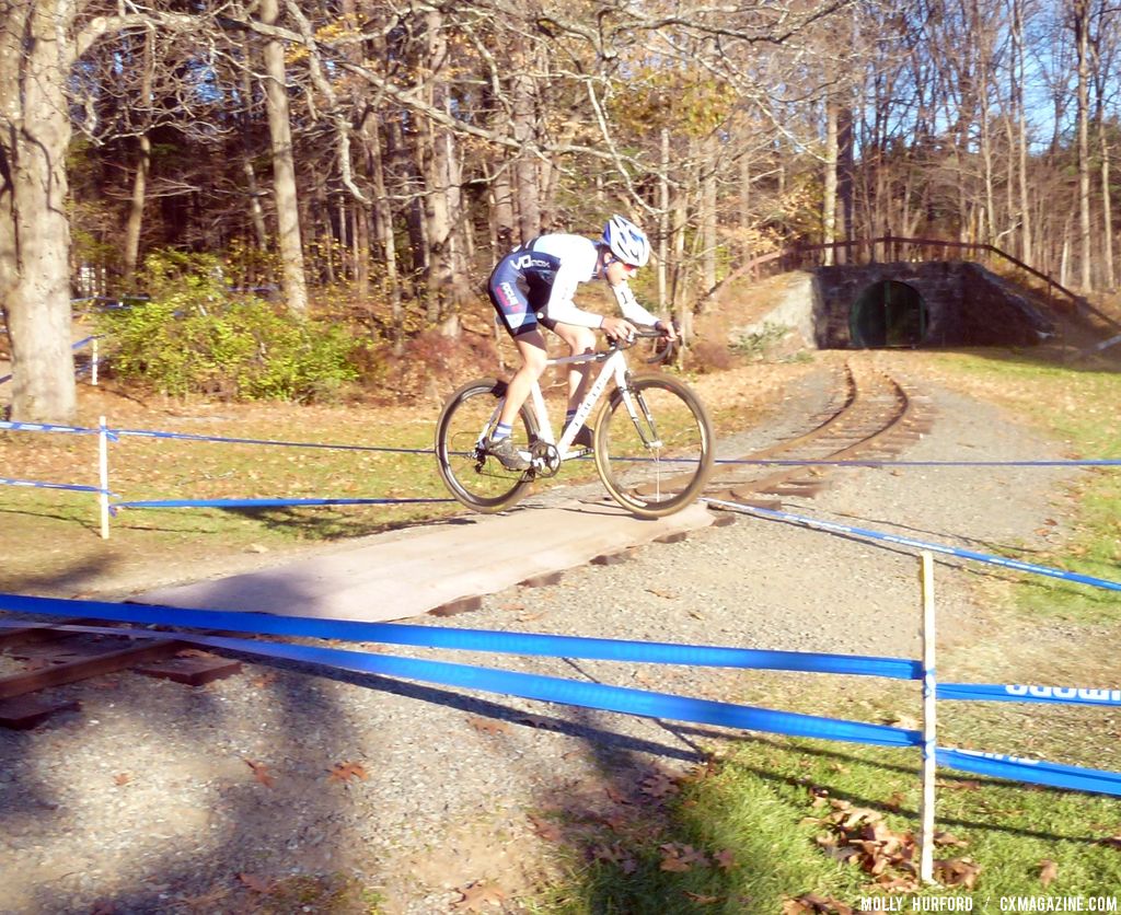 The leap over the railroad tracks. © Cyclocross Magazine