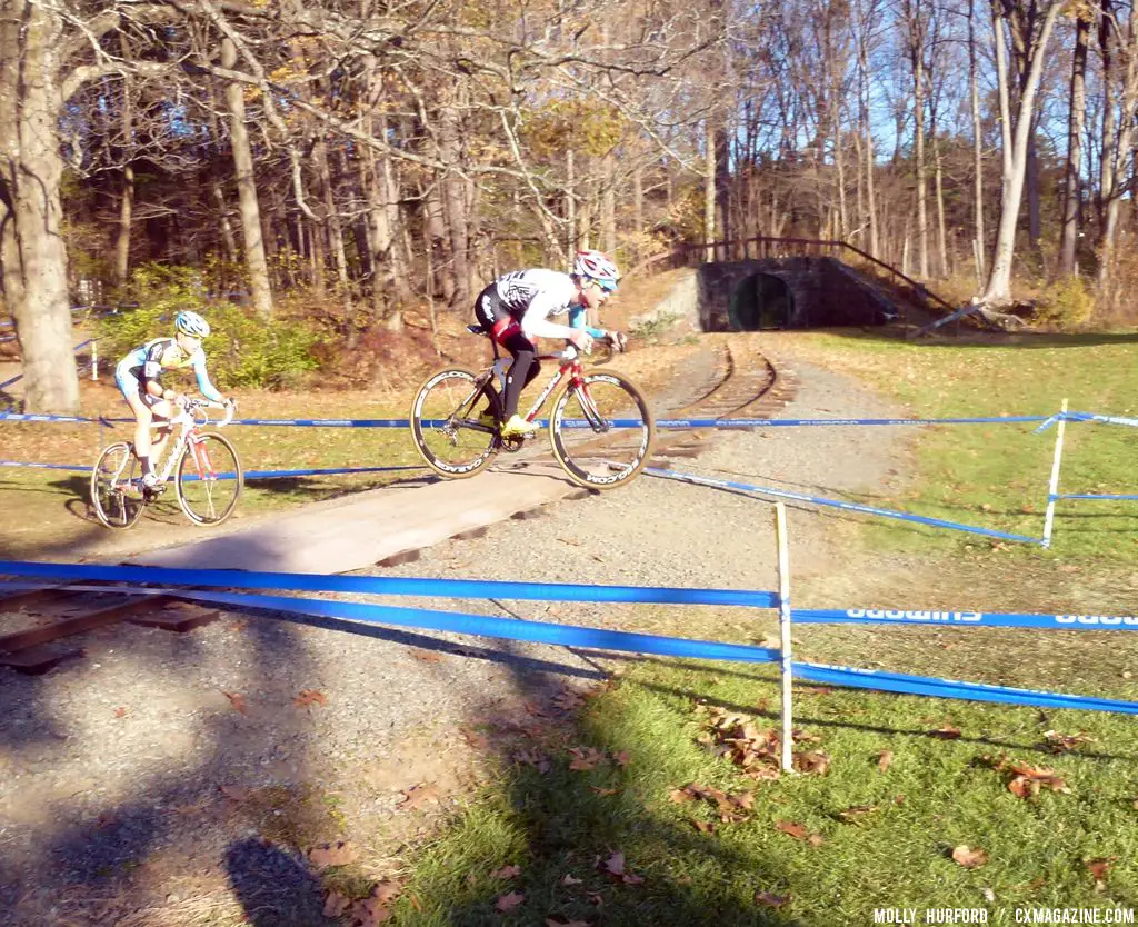 The leap over the railroad tracks. © Cyclocross Magazine