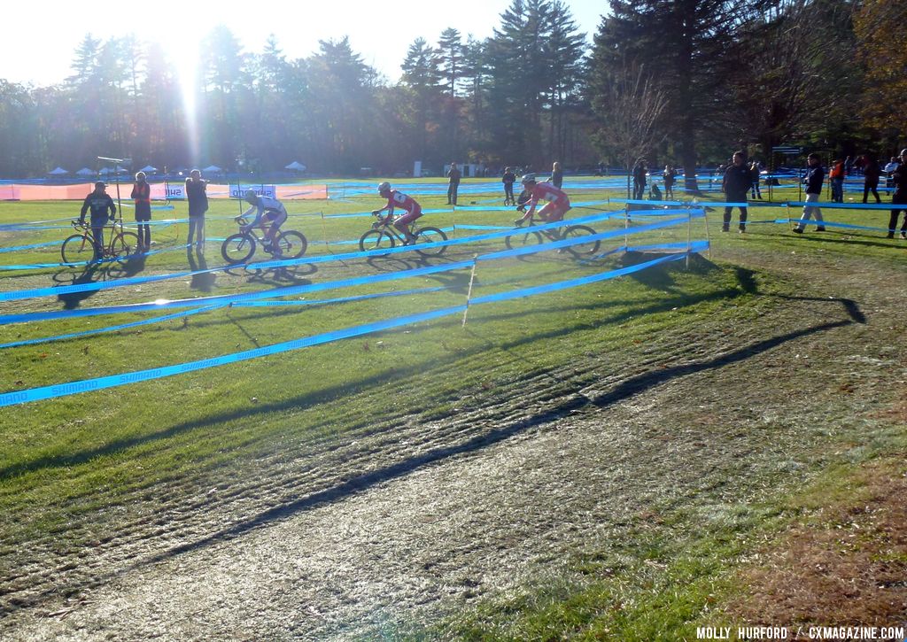 The three leaders pass the pit for the last time. © Cyclocross Magazine