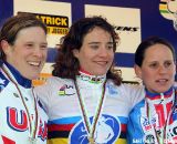 The women's podium: Compton, Vos, Nash