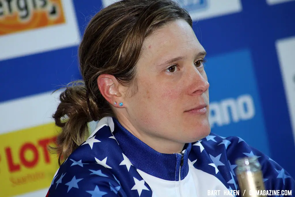 Katie Compton describes the race at the press conference