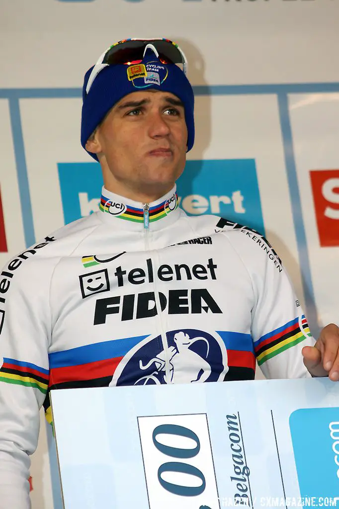 Zdenek Stybar seemed a little emotional at the podium ceremony.