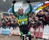 Sven Nys celebrates his eight overall win in the GVA trophy.