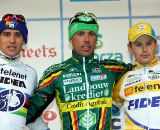 The final podium of the GVA series with winner Sven Nys, second Zdenek Stybar and third Kevin Pauwels.