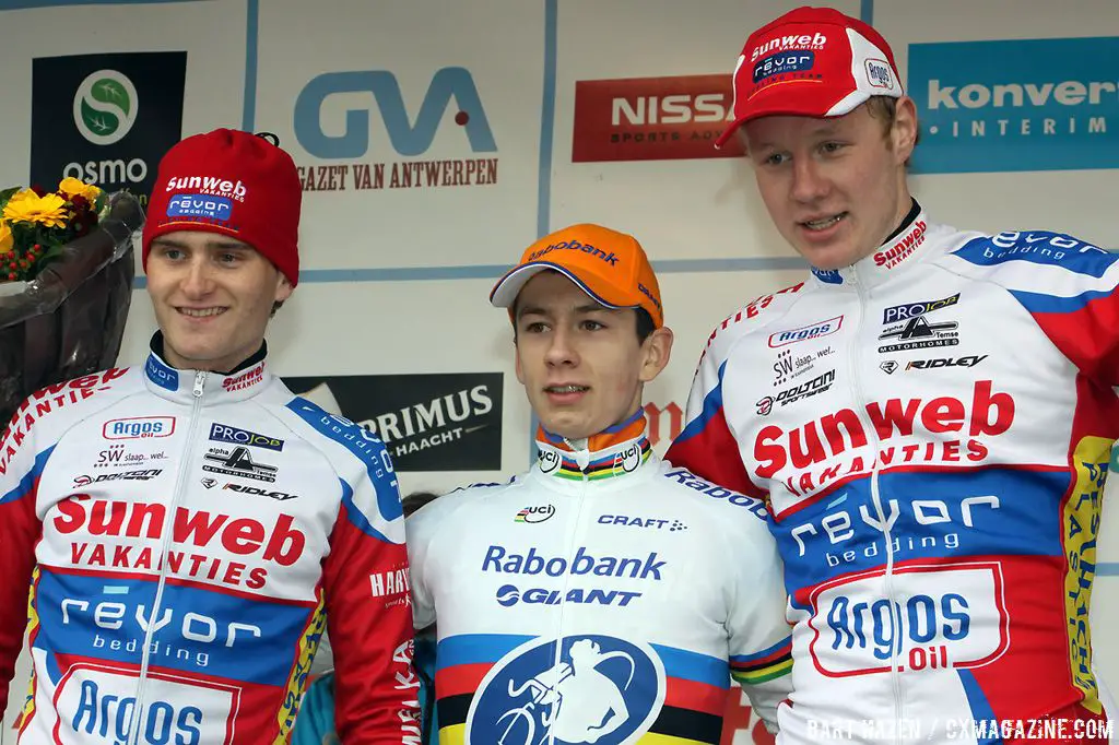 U23 podium in Oostmalle: Lars van der Haar, Jim Aernouts and Tijmen Eising.