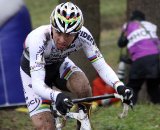 Phillipp Walsleben tries to breathe through the mud in the air. © Bart Hazen