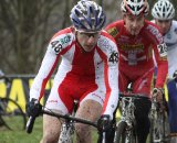 Marek Konwa leads a pack into a turn. © Bart Hazen