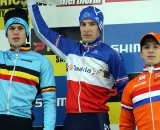 U23 podium in Hoogerheide (l-r) - Joeri Adams, Mathieu Boulo and Lars van der Haar. © Bart Hazen