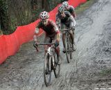 Arnaud Grand leads the chasing group for second followed by David van der Poel and Sven Beelen © Bart Hazen