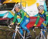 Thijs Al and Eddy van IJzendoorn pre-riding Tervuren ©Luc van der Mieren