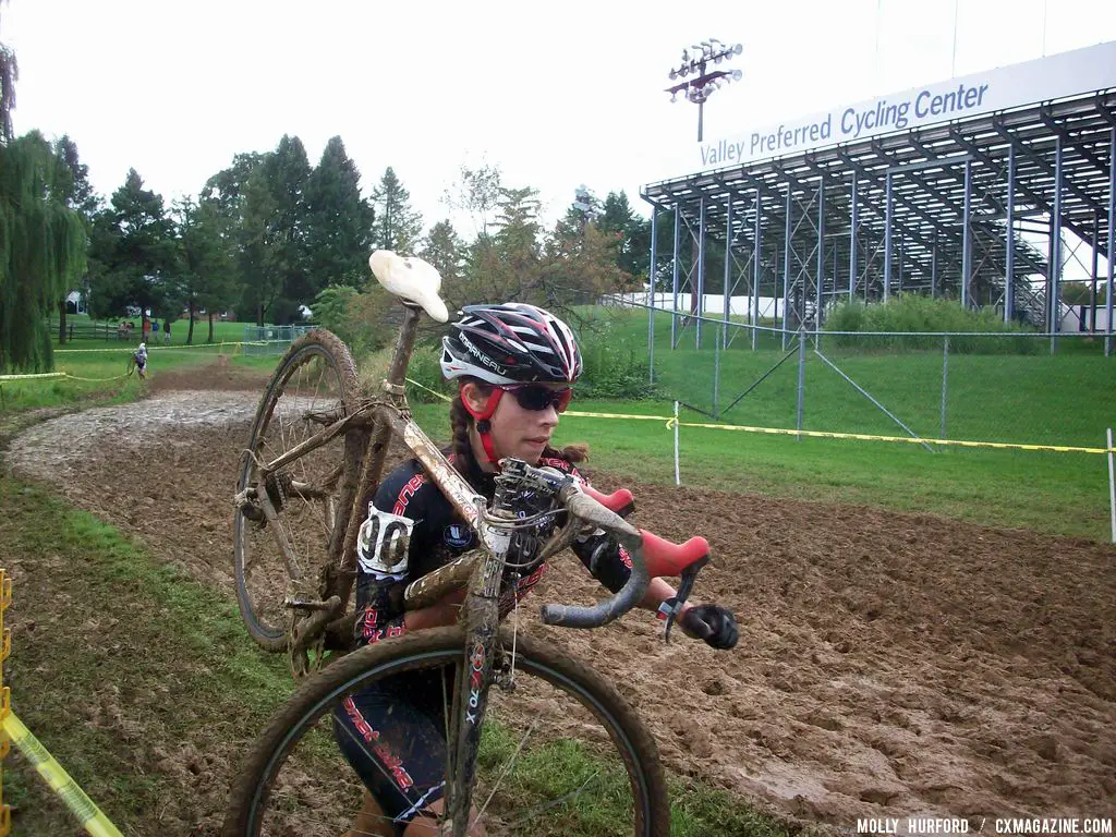 Shouldering the bike and putting on 