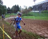 Stacey Barbossa running the mud. © Cyclocross Magazine 