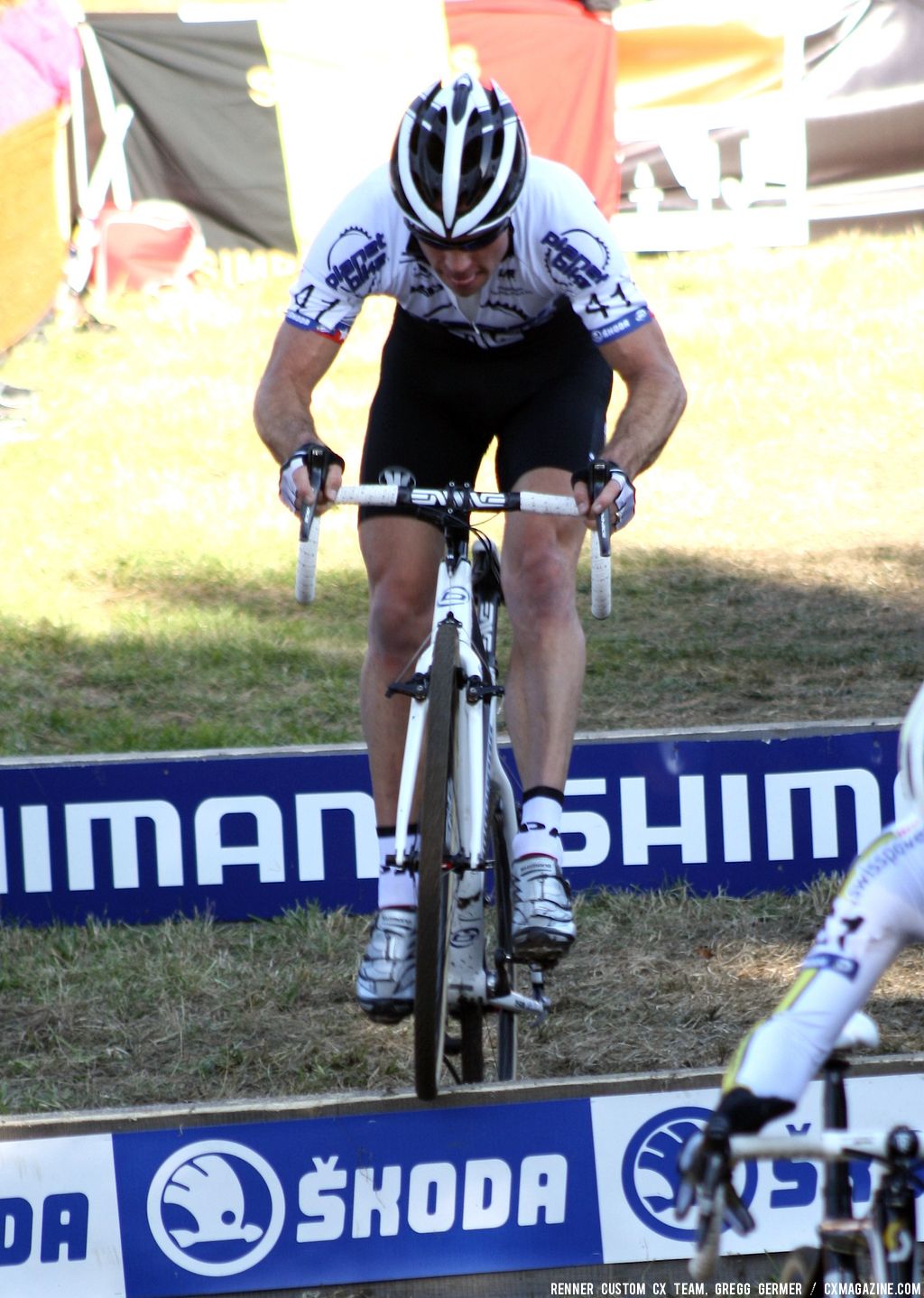 Page takes the barriers. © Renner Custom CX Team, Gregg Germer