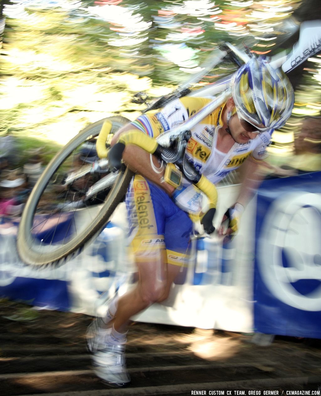 Bart Wellens on the stairs. © Renner Custom CX Team, Gregg Germer