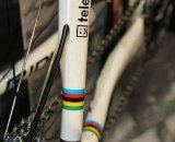 Zdenek Stybar's team sponsors and World Champion colors are seen throughout the X-Night's frame. © Cyclocross Magazine