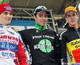 The U23 podium at the Superprestige in Hoogstraten: Vincent Baestaens, Jim Aernouts and Joeri Adams