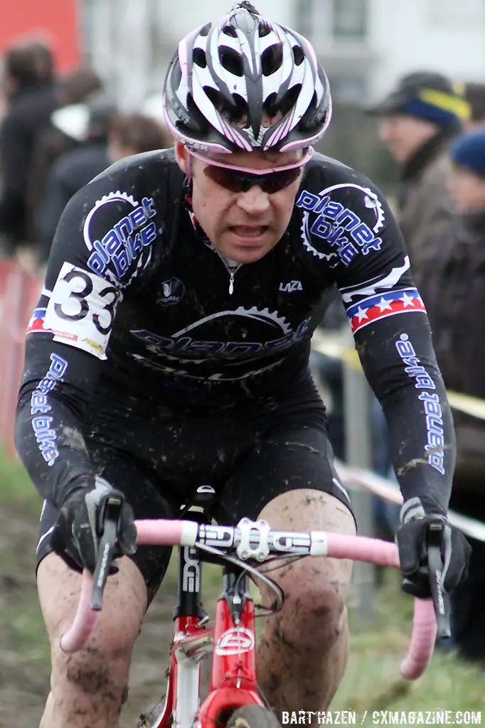 Jonathan Page sporting pink bars and glasses in honor of his daughter, Pearl Wendel