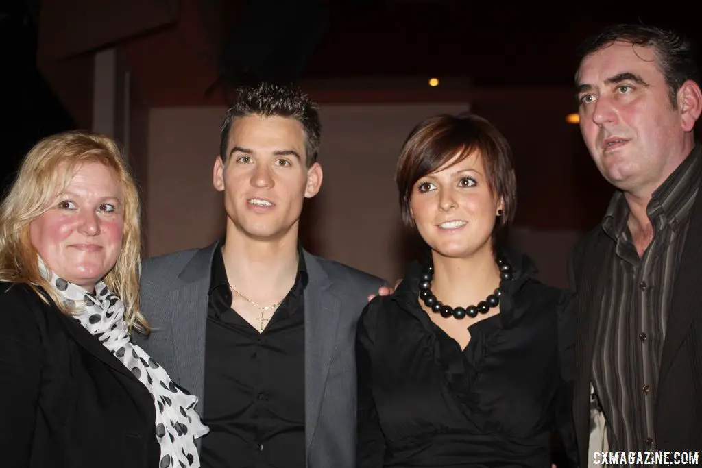 Zdenek Stybar with his girlfriend Ine Vanden Bergh and his parents.