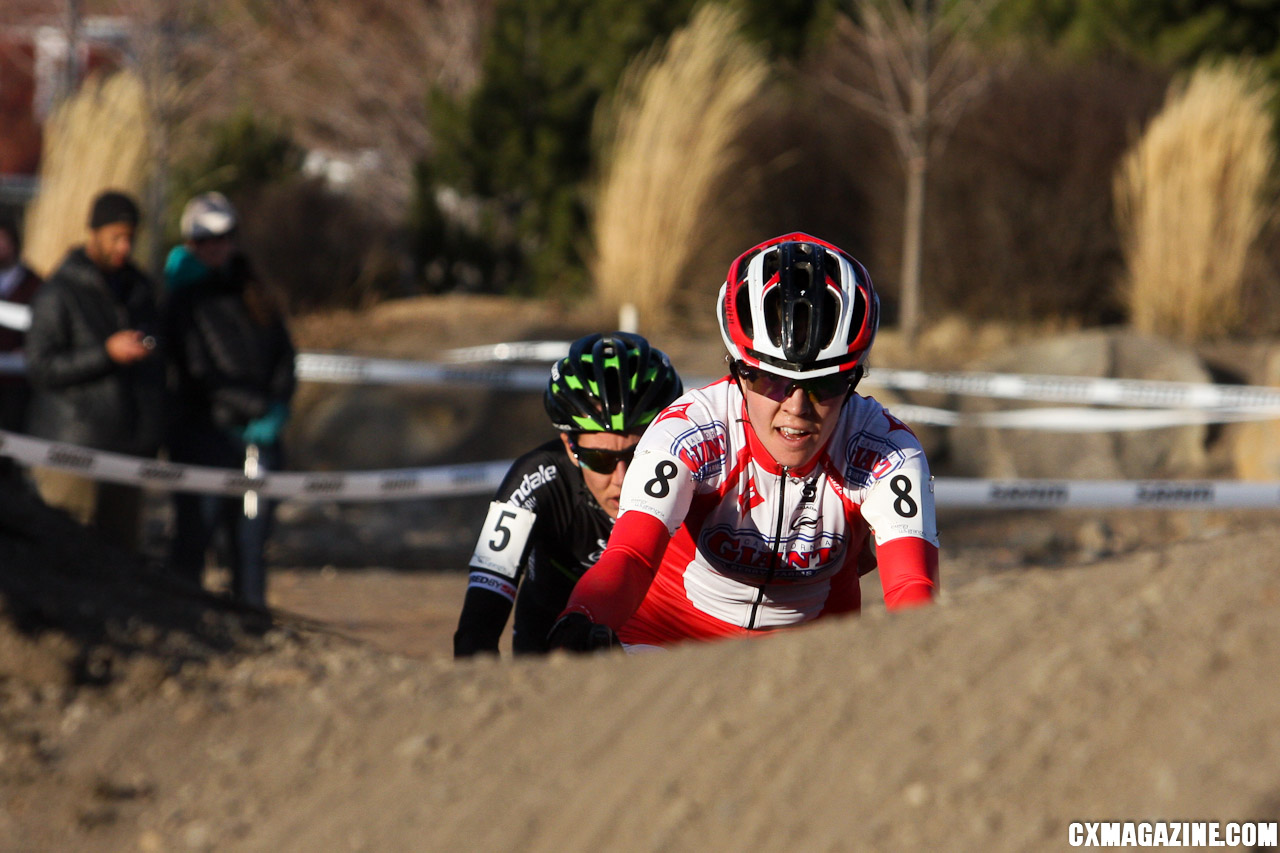 Teal Stetson-Lee and Nicole Duke chased Katerina Nash before Meredith Miller bridged to their group. ©Pat Malach