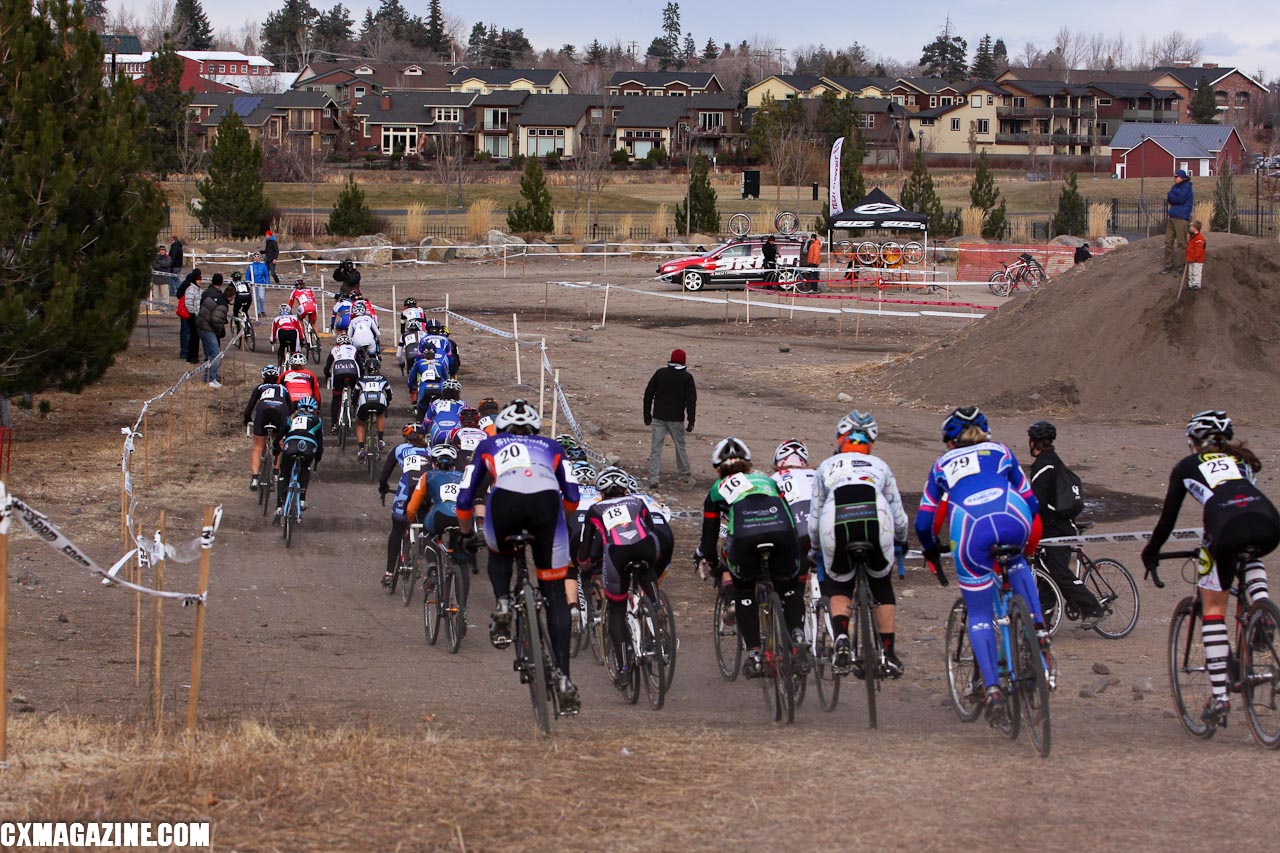 The women\'s field heads for the rocky part of the course. ©Pat Malach