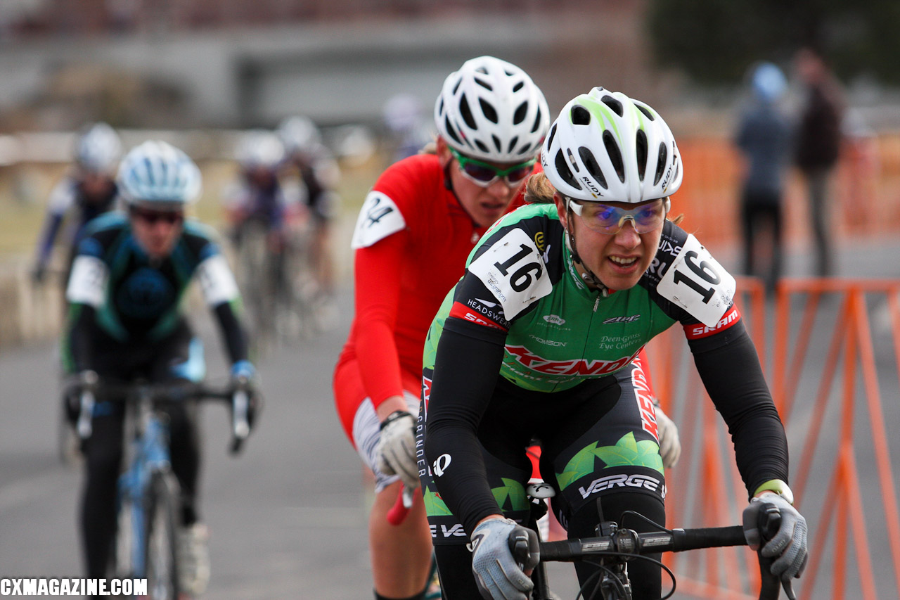 Rebecca Blatt leads a group over a pavement section. ©Pat Malach