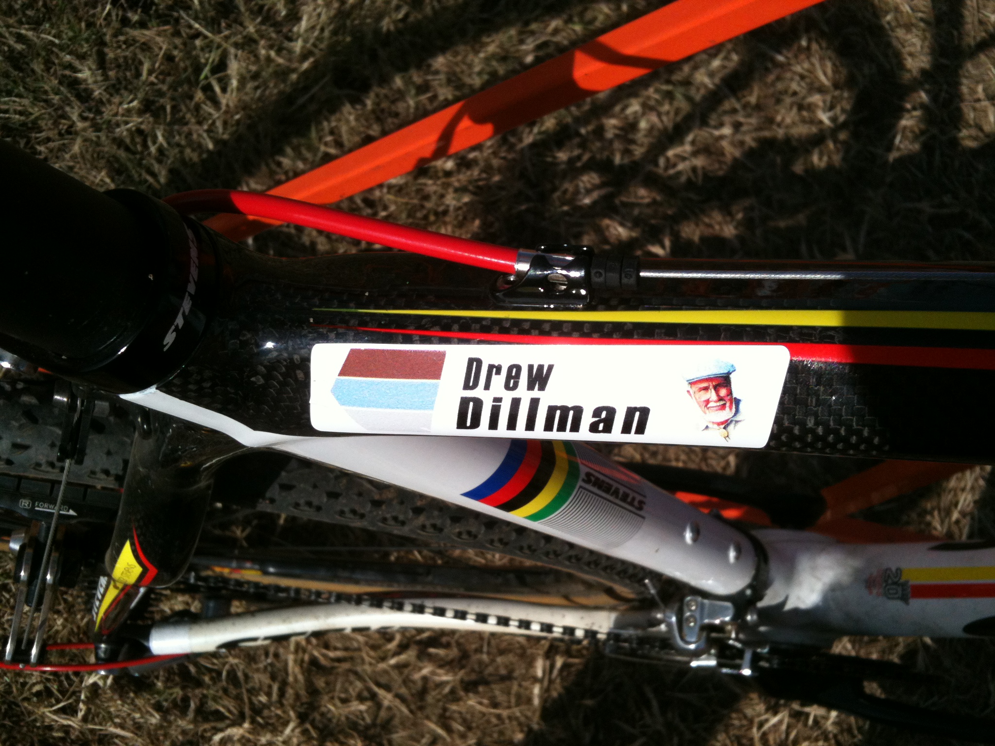 The top tube on Bob\'s Red Mill rider Drew Dillman\'s bike. ©Ray Smith