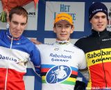 The U23 podium with Lars van der Haar, Mathieu Boulo and Joeri Adams