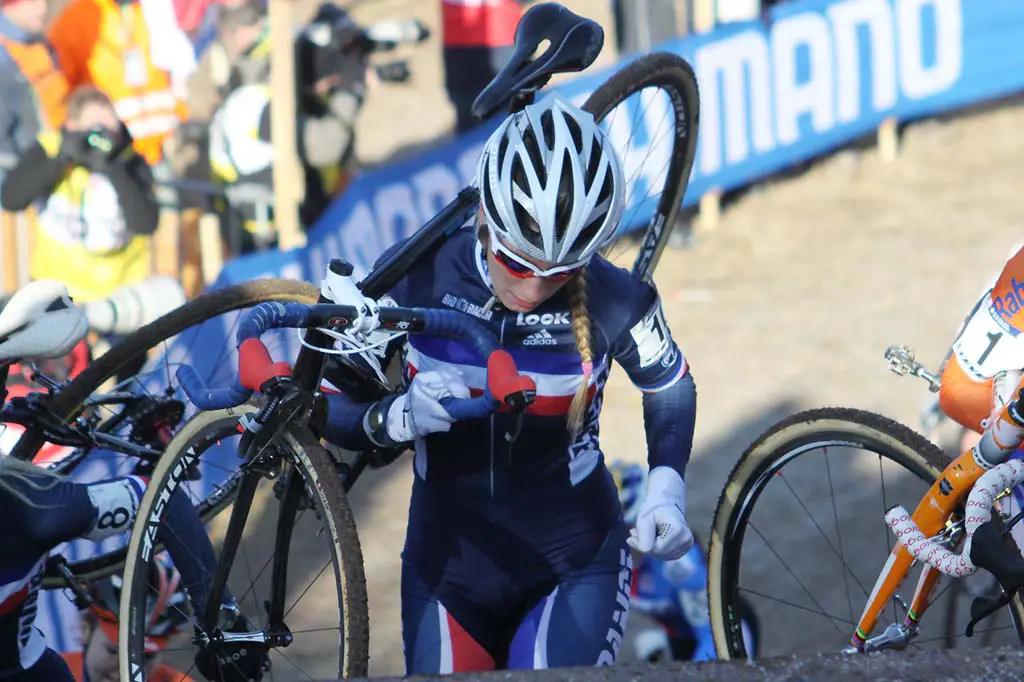 Pauline Ferrand Prevot would ride with the leaders but fade to eighth. © Bart Hazen