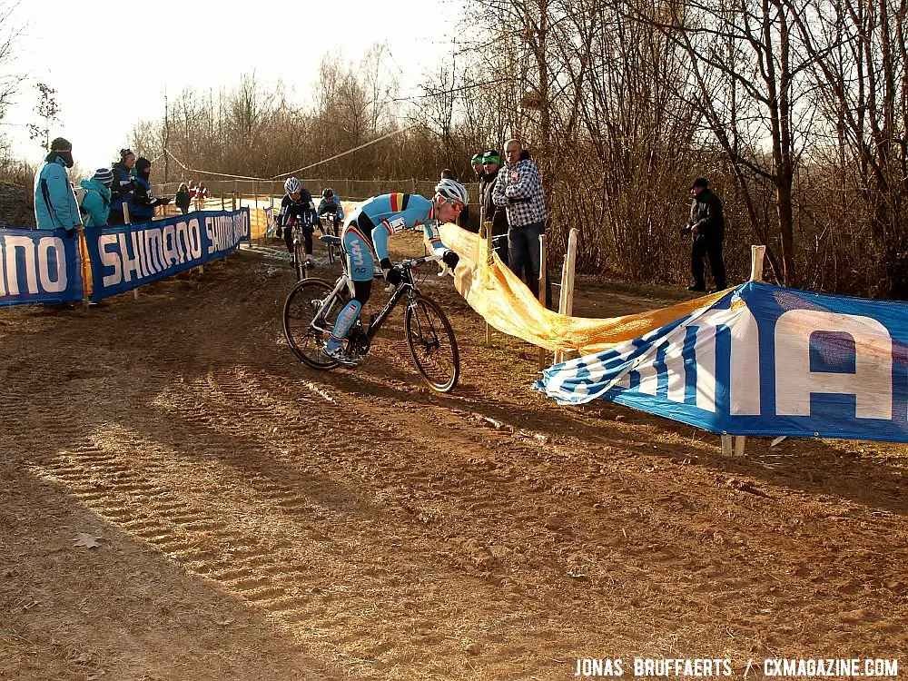Diether Sweeck loses control on the bulldozed descent.