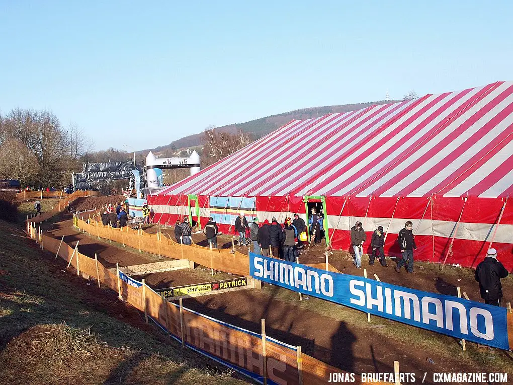 The crowds were inside the tent, especially between races.