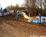 Diether Sweeck loses control on the bulldozed descent.