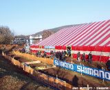 The crowds were inside the tent, especially between races.